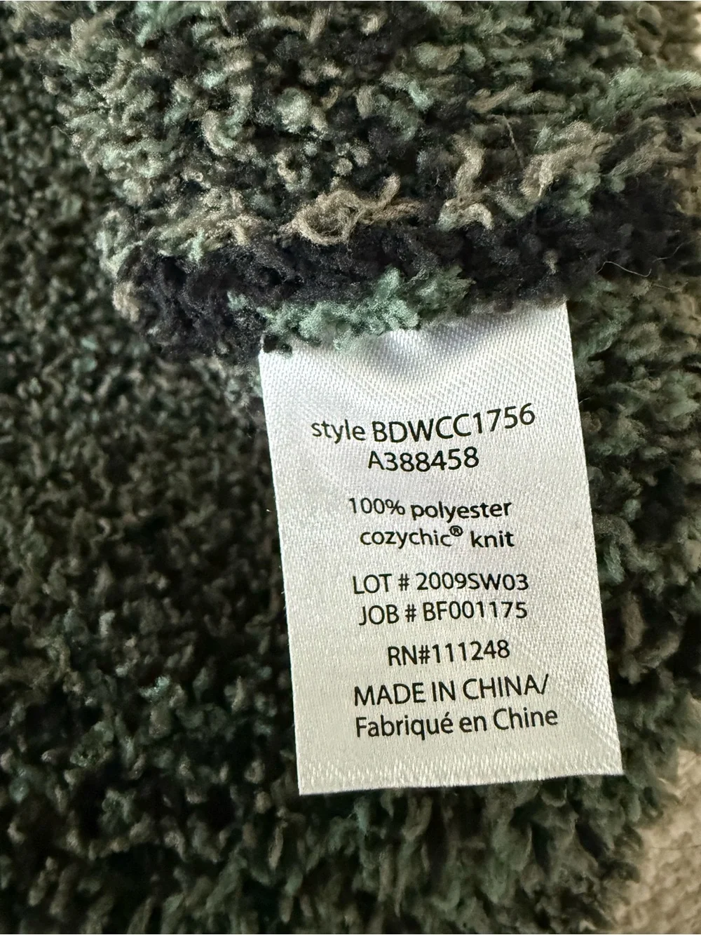 Barefoot Dreams CozyChic Seaside Green and Black Camo Crewneck Sweater